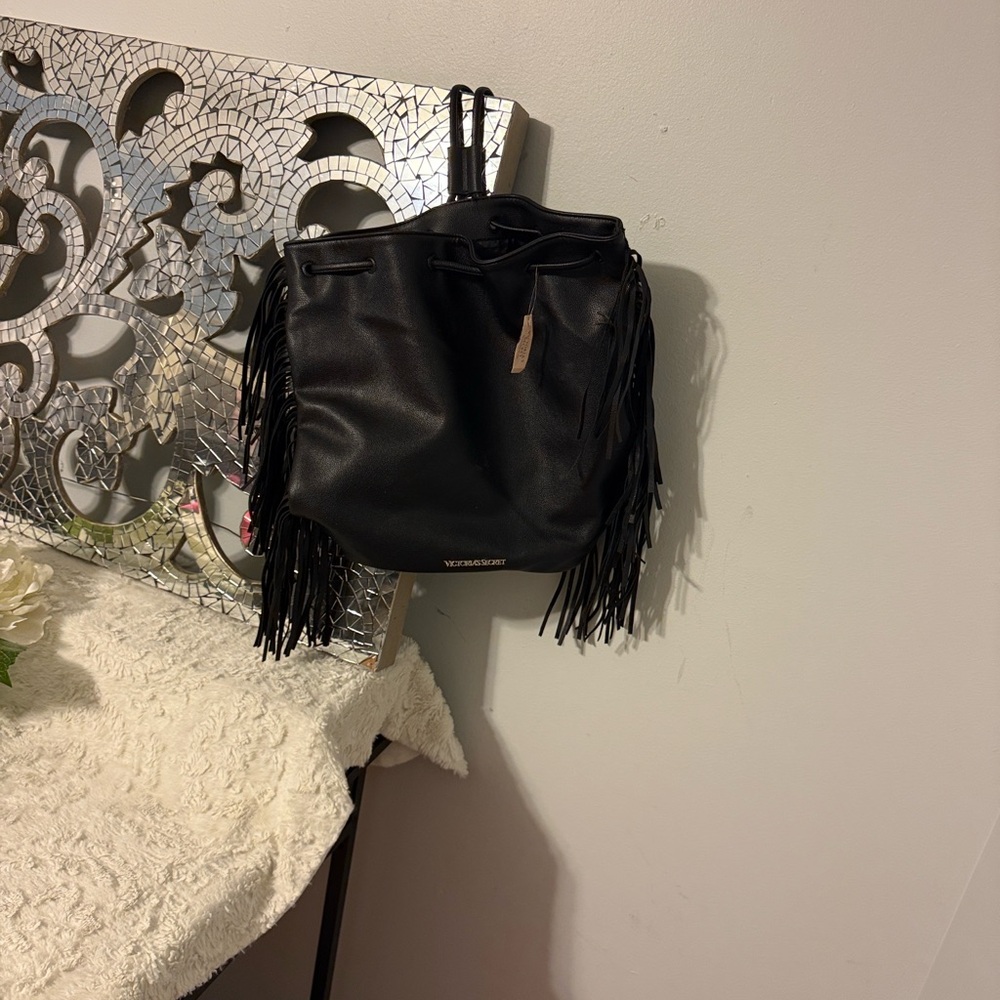 Victoria's Secret Black Fringe Backpack